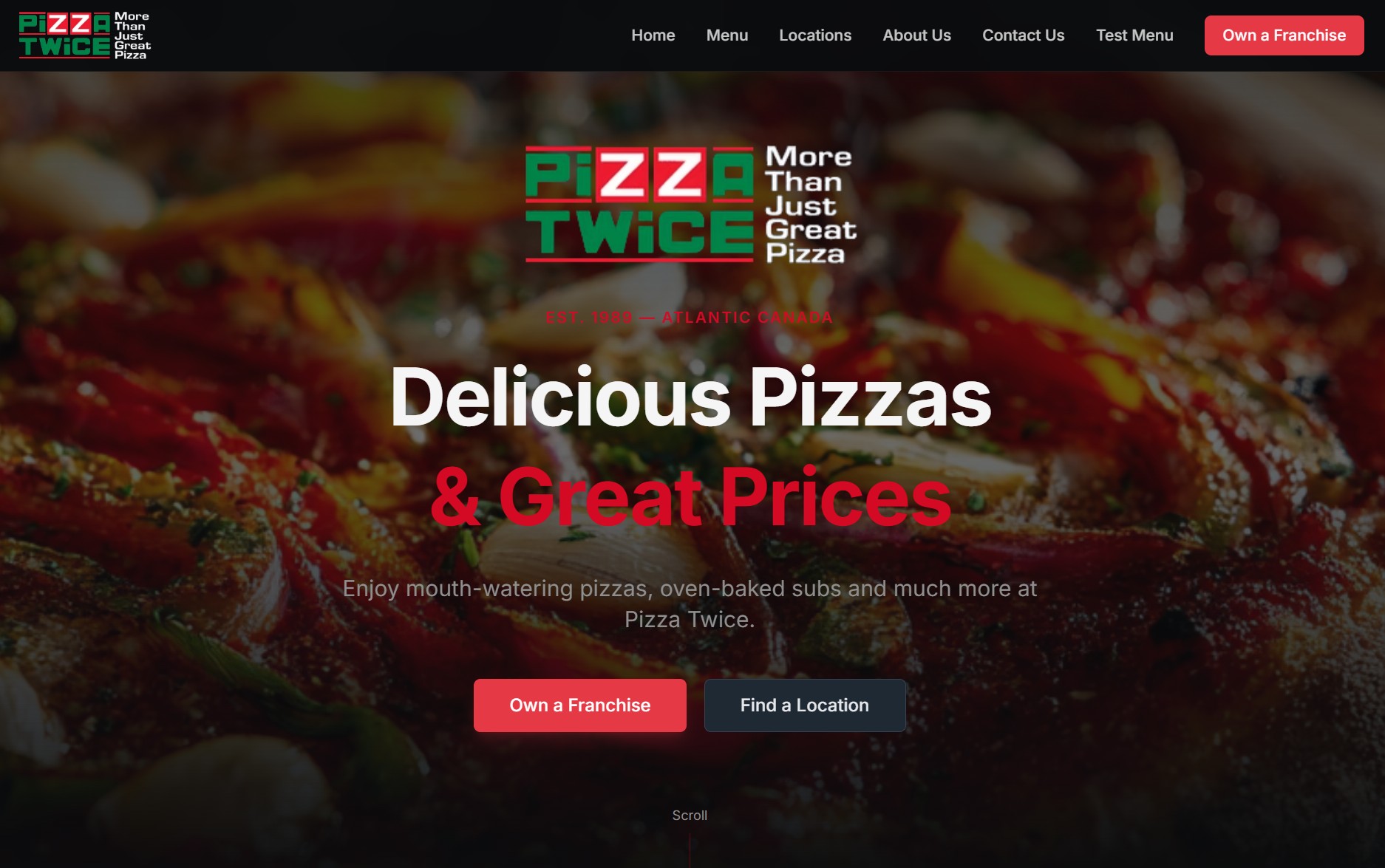 Pizza Twice demo website by FundyLogic